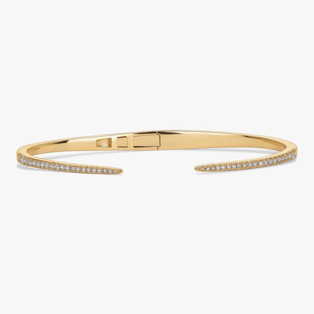 NEW 14K Gold Plated Cubic Zirconia Claw Bangle Bracelet